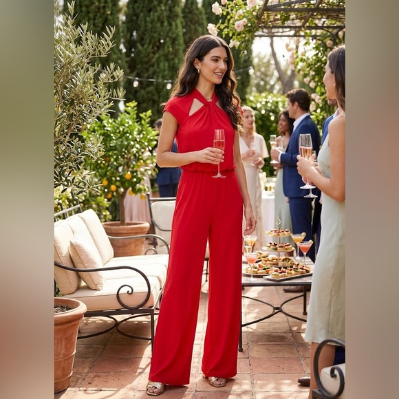 BCBGMaxAzria Pants - BCBGMaxazria Jumpsuit Red Sleeveless Hidden Pockets Size XS NWT ($248)